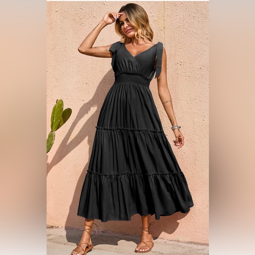 PRETTY GARDEN tie maxi dress